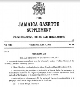 Prolamation rules and regulations jamaica gazete supplement